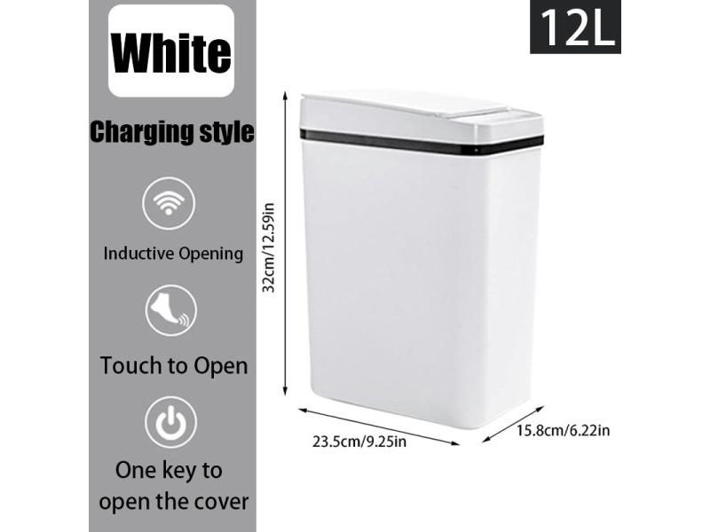 Bathroom Touchless Trash 12L Motion Sensor-Activated Trash Can With Lid Carousel 1