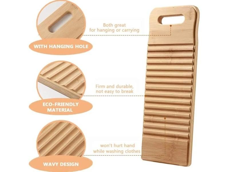 Wooden Washboard Manual Laundry Large Board Anti-slip Thicke Laundry Scrub Carousel 2