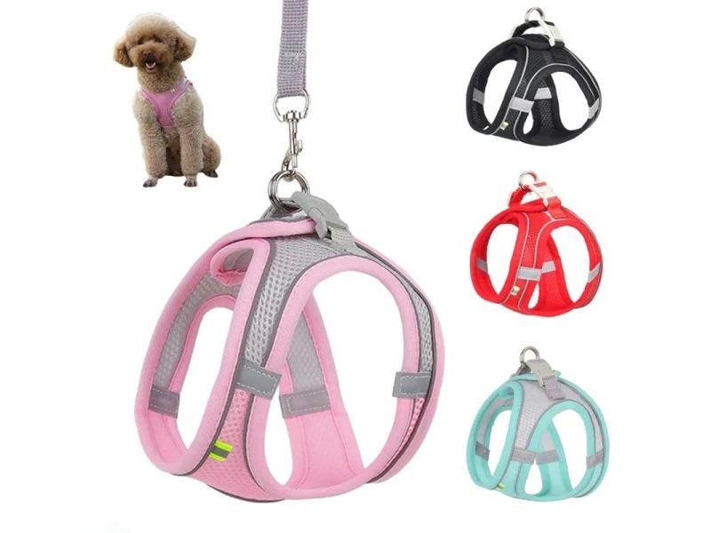 Dog Harness Vest Leash Set Cat Clothes Small Dogs Reflective Breathable Carousel 1