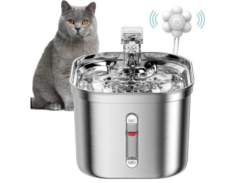 Stainless Steel Cat Fountain With Water Mark Automatic Cats Water Dispenser Carousel 2