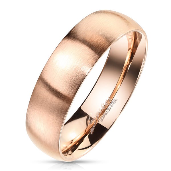 Matte Finish Classic Dome Rose Gold Stainless SteelRing Carousel 1