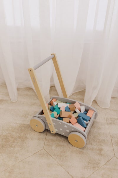 Bubble: Wooden Baby Push Cart & Walker with 46 Building Blocks Carousel 5