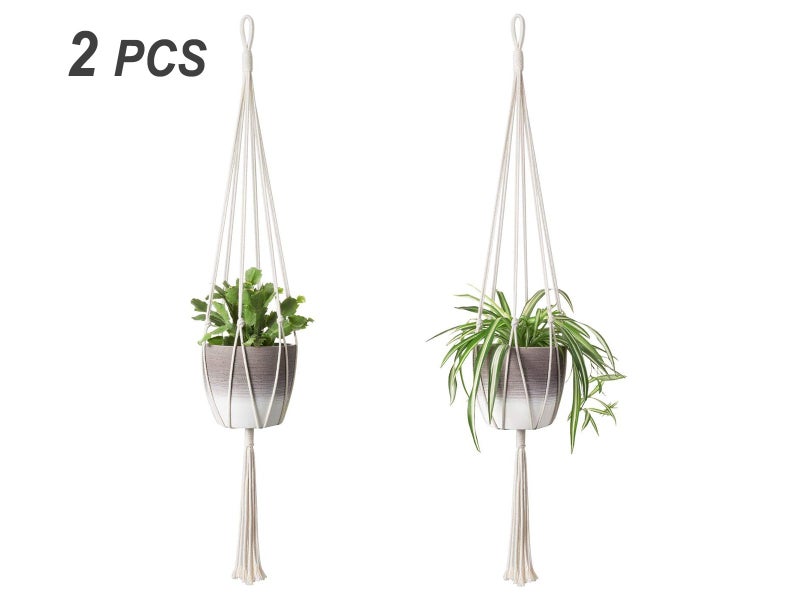 2PCS Macrame Plant Hanger Cotton Rope Plant Holder Basket A02 Carousel 1