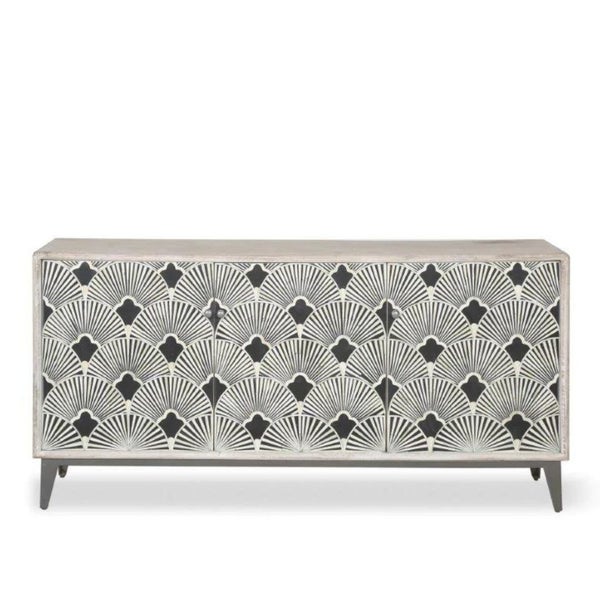 Bone Inlay Sideboard in Japanese Fan Carousel 1