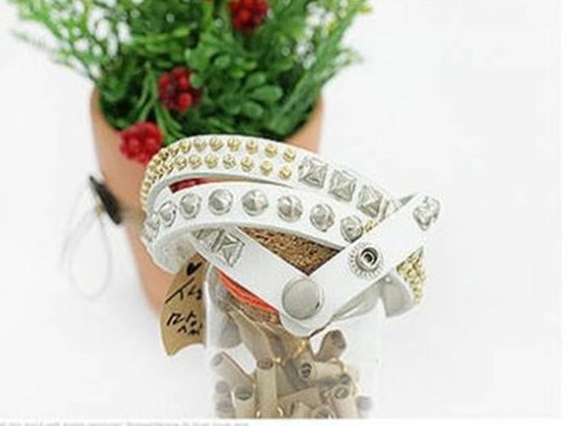 Multi-Layer Three Leather Studded Bracelet Carousel 1