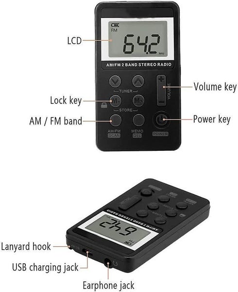 Am/fm Pocket Radio, Portable Digital Tuning Stereo Walkman Radio With Recha Carousel 3