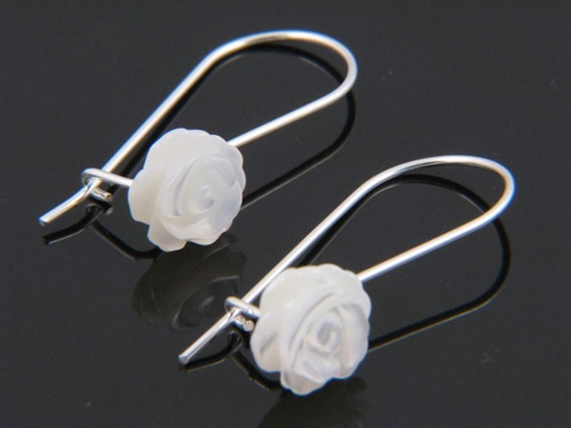 Rose White Shell Drop Sterling Silver Earring Carousel 3