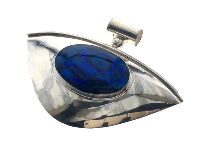 Paua Dyed Blue Designer Sterling Silver Pendant Carousel 2