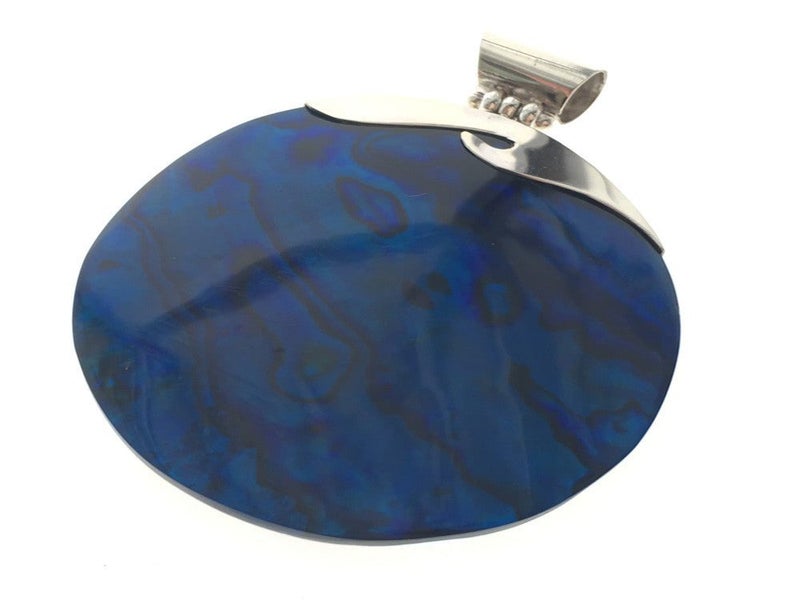 Paua Dyed Blue Sterling Silver Pendant Carousel 1