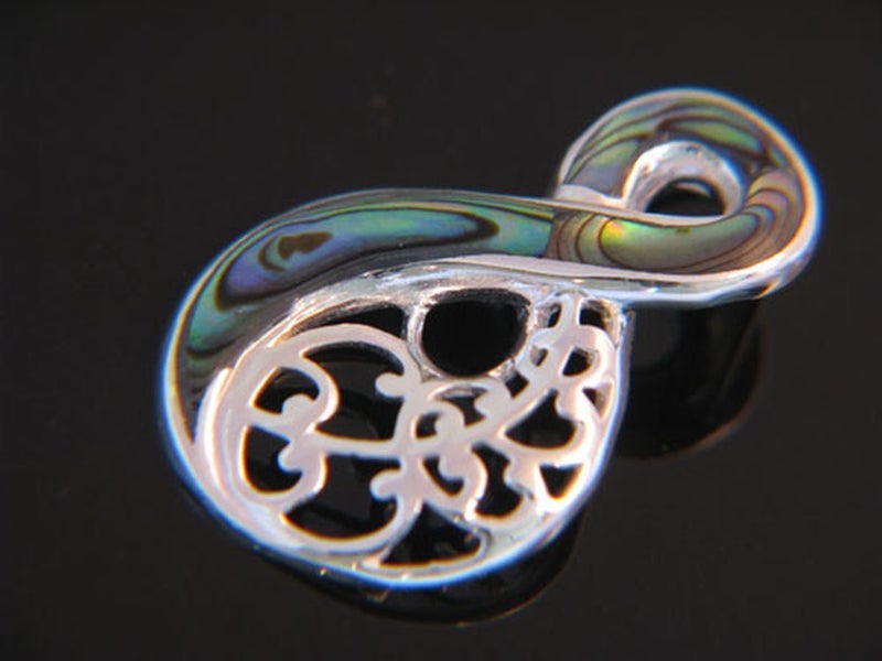Paua Figure 8 Filigree Sterling Silver Pendant - Abalone Jewelry Carousel 3