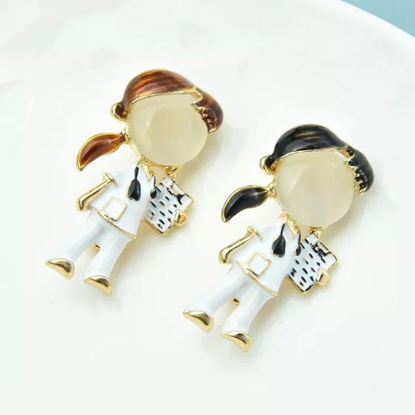 Black Brown Hair Doctor Nurse Brooch Enamel Hospital Figure Pin Carousel 5