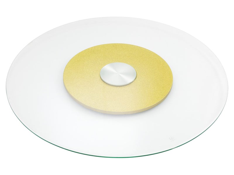 68cm Glass Lazy Susan with Gold Turntable Base - Rotating Food Tray Carousel 1