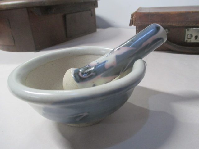 MORTAR + PESTLE. SIGNED. HAND POTTED Carousel 1