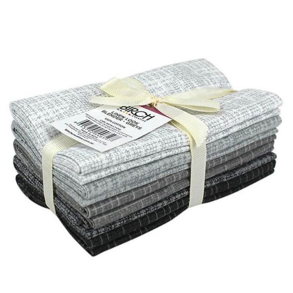 Patchwork Quilting Sewing Fabric Linen Look Greys Fat Quarter 5 Pack Carousel 1