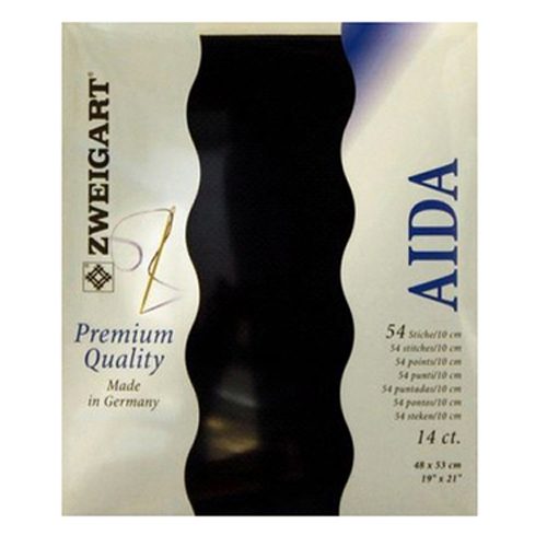 Zweigart Cross X Stitch Aida Cloth 14ct Black 36x48cm Fabric Carousel 1