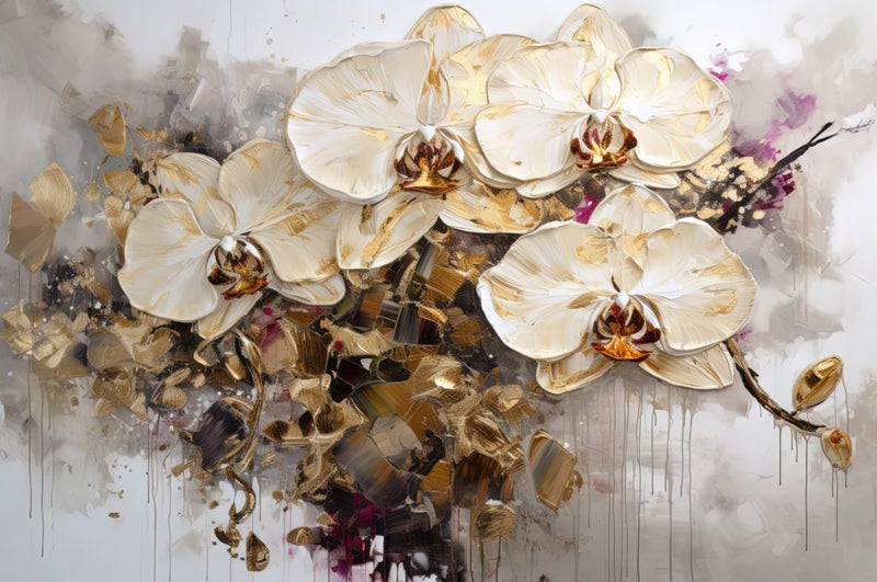 1 PANEL FREE SHIPPING - Large Canvas Art Print - Golden Orchid Carousel 1