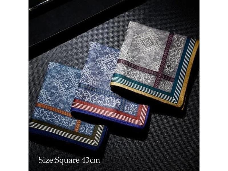 NEW Square Jacquard Cotton Handkerchief For Men Gentlemen Cashew Flower Pocket Carousel 2