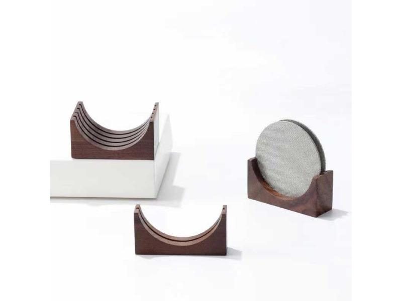 Leeseph Espresso Coffee Puck Screen Stand Reusable Wooden Walnut Stand For Carousel 2