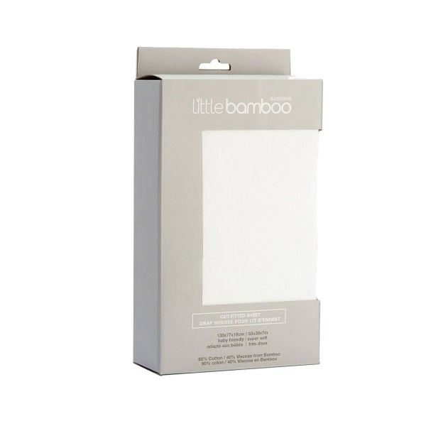 Little Bamboo Jersey Fitted Sheet Cot Size Natural Carousel 1