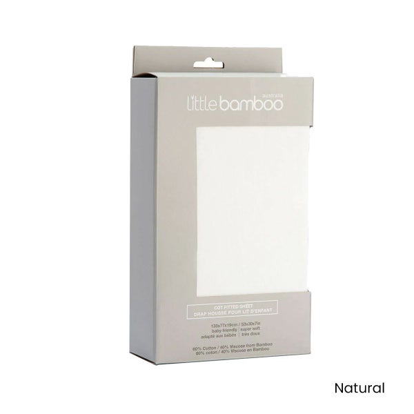Little Bamboo Jersey Fitted Sheet Cot Size Natural Carousel 2