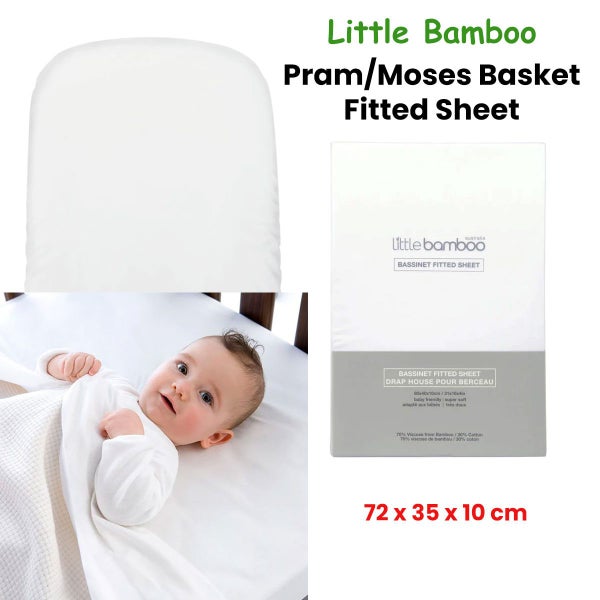 Little Bamboo Fitted Sheet Pram/Moses Basket 72x35x10cm Carousel 2