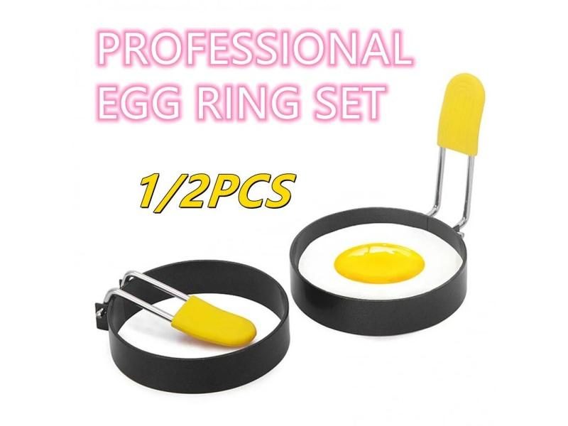 2pcs Egg Frying Ring Circle Breakfast Pancake Fried Egg Mold Round Stainless Carousel 2