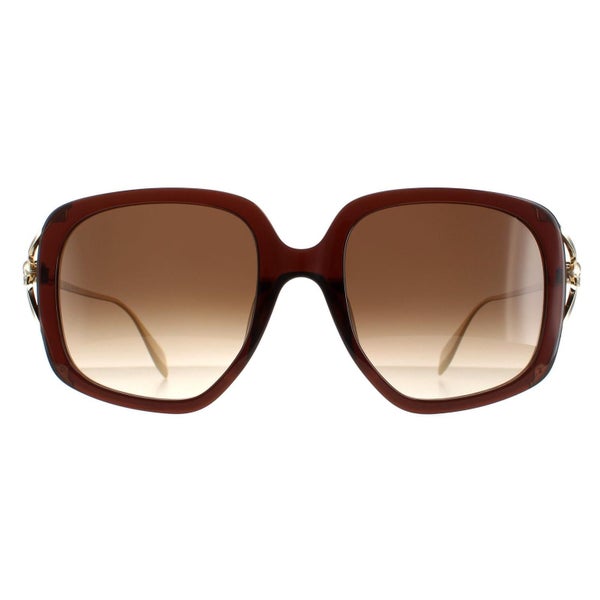 Alexander McQueen Sunglasses AM0374S 002 Brown Gold Brown Gradient Carousel 1