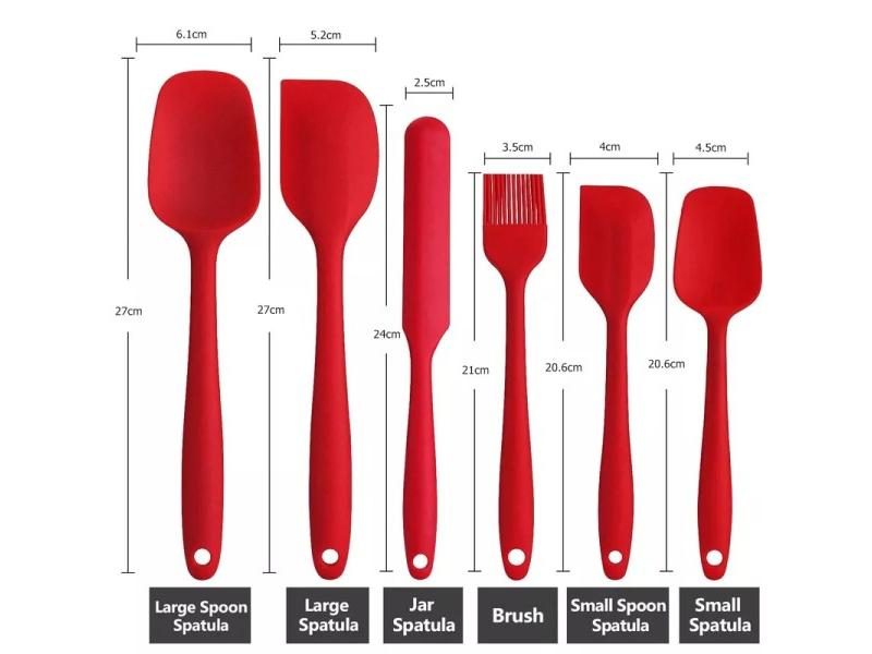 6Pcs Silicone Kitchen Utensils Set Spatula Cream Spatula Scraper Spoon Oil Carousel 1