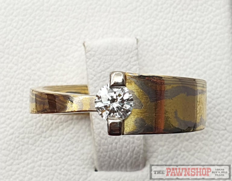 Handmade 0.26ct TWD Solitaire Diamond Ring in 18ct Yellow and White Gold $5,12562863232253441116