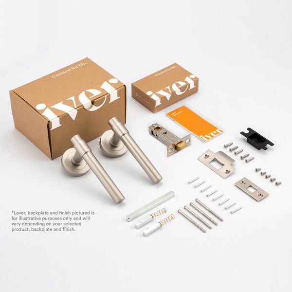Iver Stirling Door Lever Handle on Round Rose Passage Kit - Available in Various Carousel 2