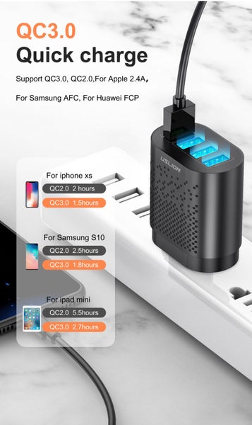 USLION 48W 3.1A 4 ports Powerful Fast Charger (Black) Carousel 2