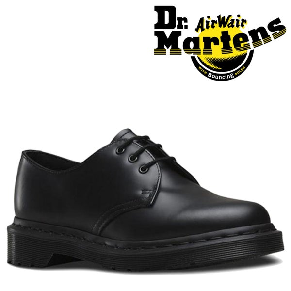 DR. MARTENS MONO SMOOTH FLATS WOMENS LACE-UP SHOES - BLACK Carousel 2