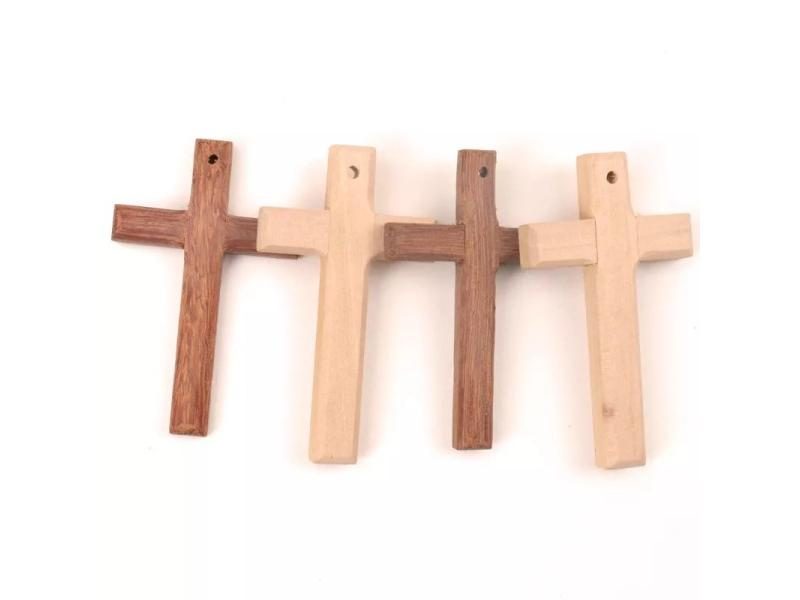 Home Decoration Scrapbook Craft DIY 80x50mm 2pcs MZ308 Wooden Christian Cross Carousel 2