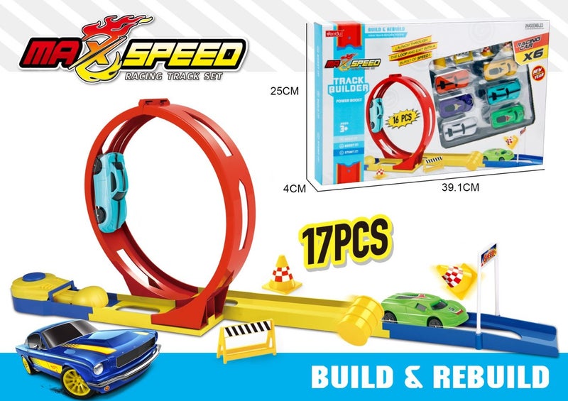 High Speed Car Race Track Launcher 360 Degree Loop Spin Way Powerful 17pcs Carousel 1