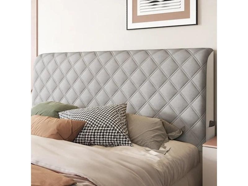Thicken Velvet Bed Head Cover All-inclusive Plush Quilted Headboard Cover Gray Carousel 1