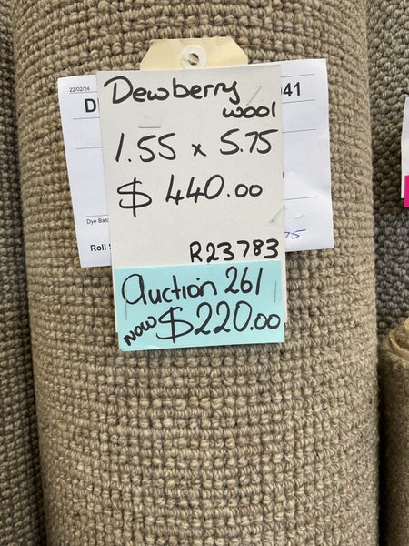 Auction 261 , 1.55 x 5.75 metres Woolen Loop pile carpet. Carousel 1