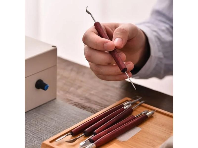 6pcs/set Red Wood Double-Ended Wire Knife For Clay Repair Sculpting Carousel 1