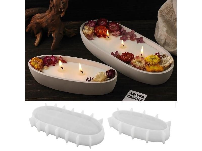 Ship Shape Candle Jar Oval Cement Plaster Mold For Home Decor Carousel 2