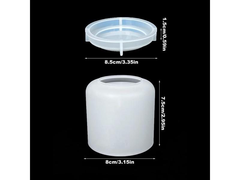 Round Stripe With Cover Bottle Silicone Molds DIY Cement Plaster Storage Jar Carousel 1