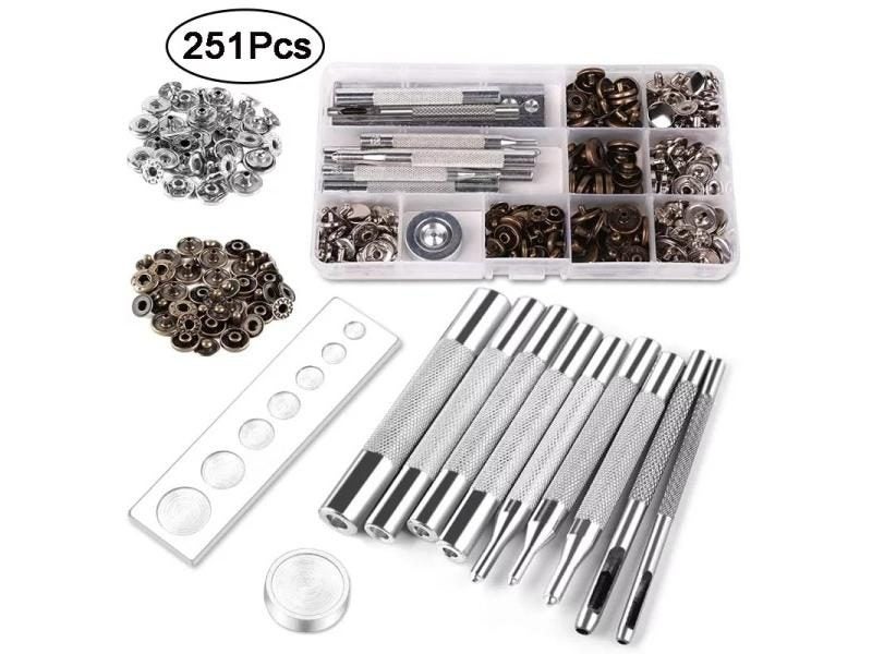 KRABALL 251PCS Metal Button Leather Snap Fasteners Kit Snap Press Studs With Carousel 1