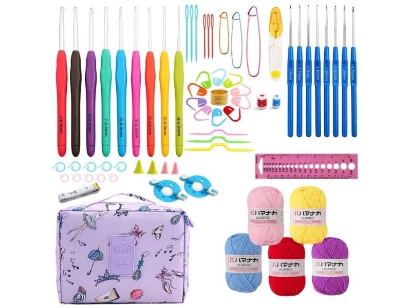 Hot Wool Crochet Kit Storage Bag Ergonomic Knitting Croche Hooks Set Yarn And Carousel 1