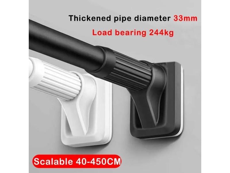 40-450CM White Shower Curtain Rod Stainless Steel Tension Telescopic Rod No Carousel 2