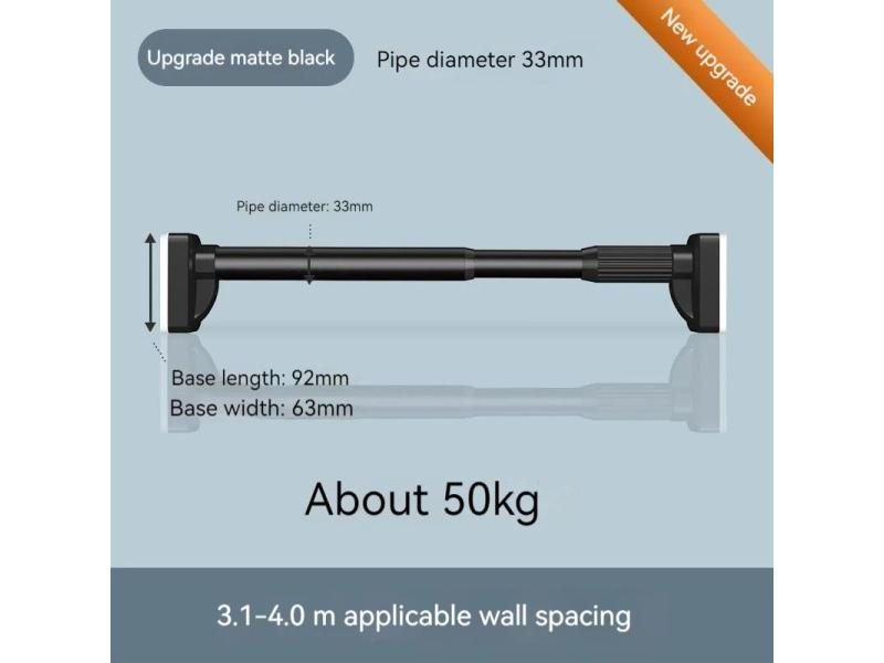 40-450CM White Shower Curtain Rod Stainless Steel Tension Telescopic Rod No Carousel 1
