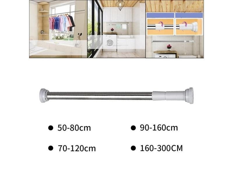 Telescopic Clothing Rod Punch-free Adjustable Shower Curtain Rods Extendable Carousel 2