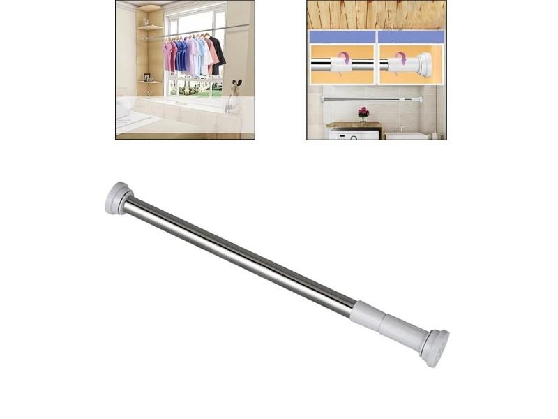 Telescopic Clothing Rod Punch-free Adjustable Shower Curtain Rods Extendable Carousel 1