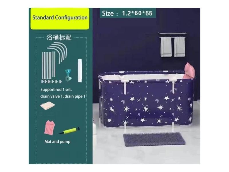 Foldable Rectangle Bathtub For Adult Home Care Portable Bath Tub Blue Sky Carousel 1
