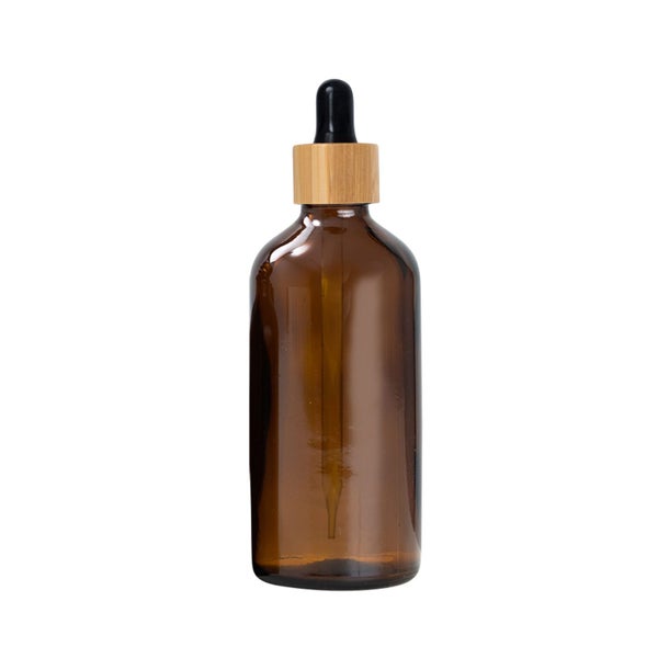 Euro 100ml Amber Bottle with Bamboo Dropper/Black Rubber Carousel 1
