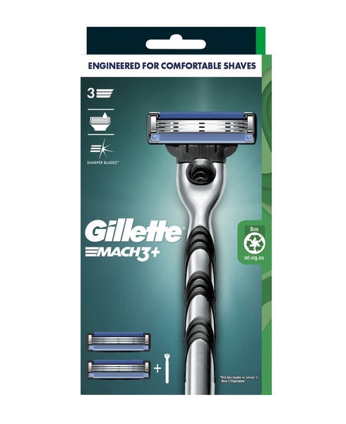 Gillette Mach3+ Razor With Blades Refill 2 Pack Carousel 1