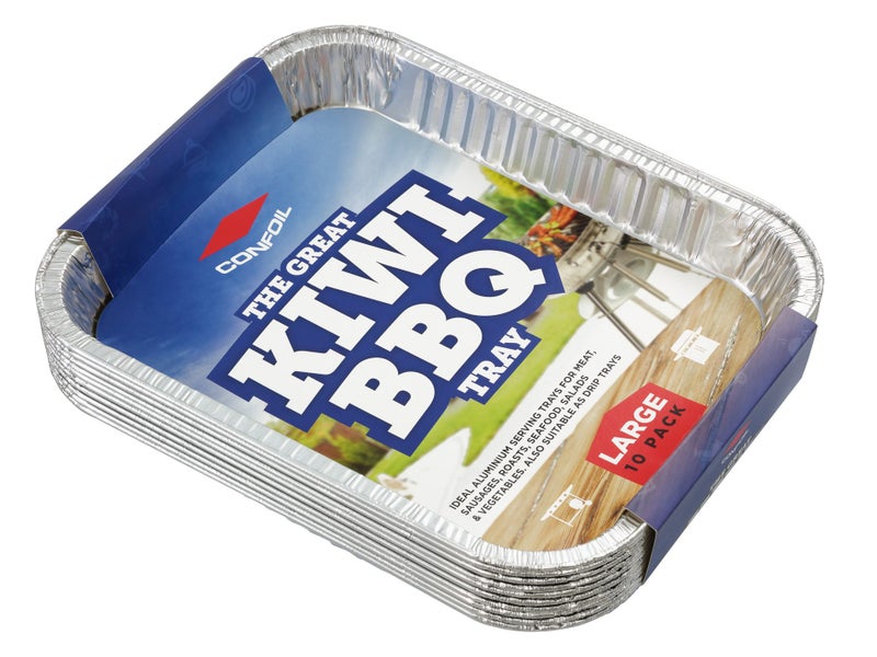 10 Pack Large Kiwi BBQ Foil Tray Containers - 2500ml - 32cm x 26cm x 4cm Carousel 1