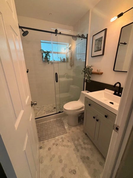 Frameless Shower Glass Rectangle1600wx1950h Matte Black Sliding Door $119062936668796034111